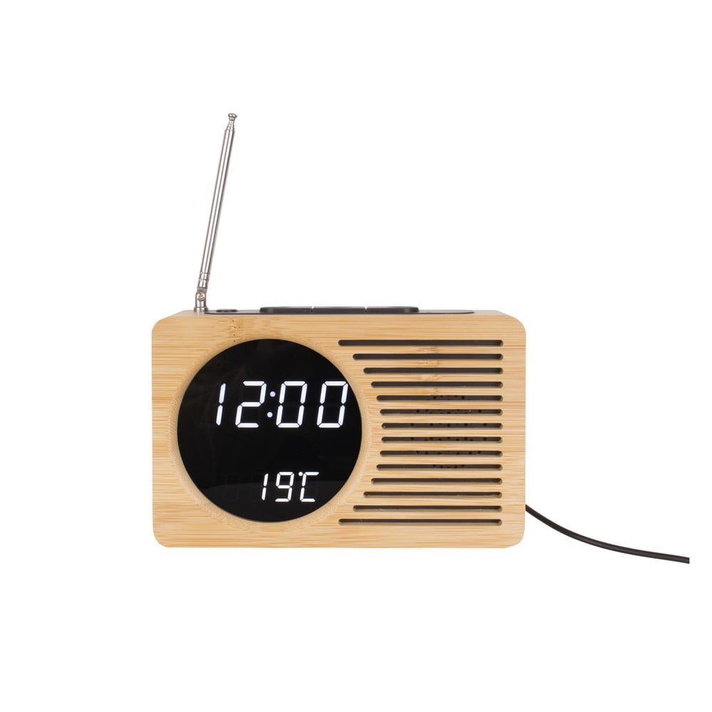 Ceas deșteptător din bambus cu radio Karlsson Retro bonami.ro