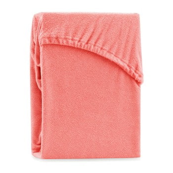 Cearșaf elastic pentru pat dublu ameliahome ruby siesta, 180-200 x 200 cm, corai
