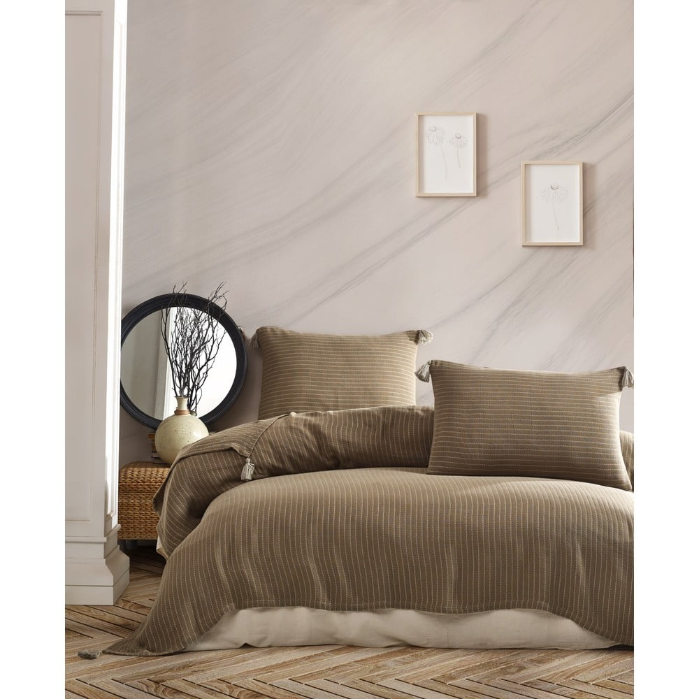 Set de cuvertură și fețe de pernă pentru pat dublu maro 220x240 cm costa - mijolnir
