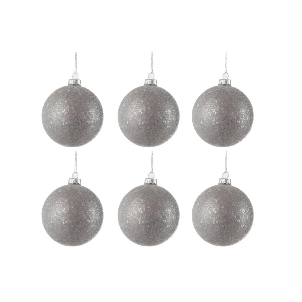 Set 6 globuri din sticlă pentru Crăciun J-Line Bauble, ø 8 cm, argintiu