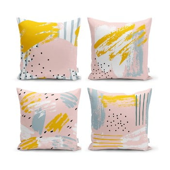 Set 4 fețe de pernă decorative minimalist cushion covers pastel design, 45 x 45 cm