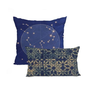Set 2 fețe de pernă din bumbac blanc deep blue