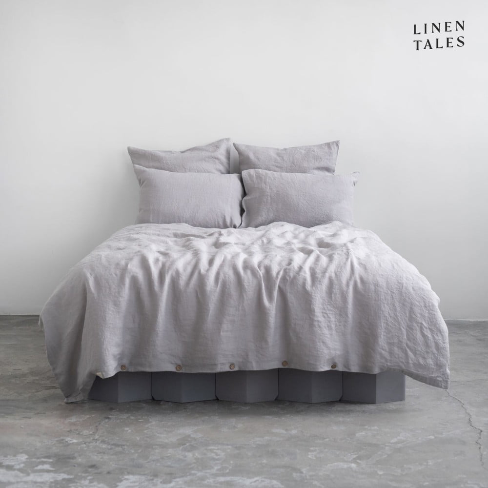 Lenjerie de pat gri deschis din in pentru pat dublu/extinsă 200×220 cm – Linen Tales 200x220 imagine noua