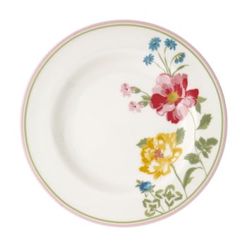 Farfurie din gresie ceramică cu motive florale green gate thilde, ø 15 cm, alb