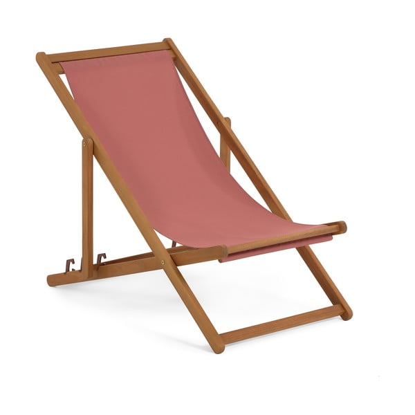 Șezlong pliabil de plajă din lemn de salcâm Kave Home Adredna, maro roșcat