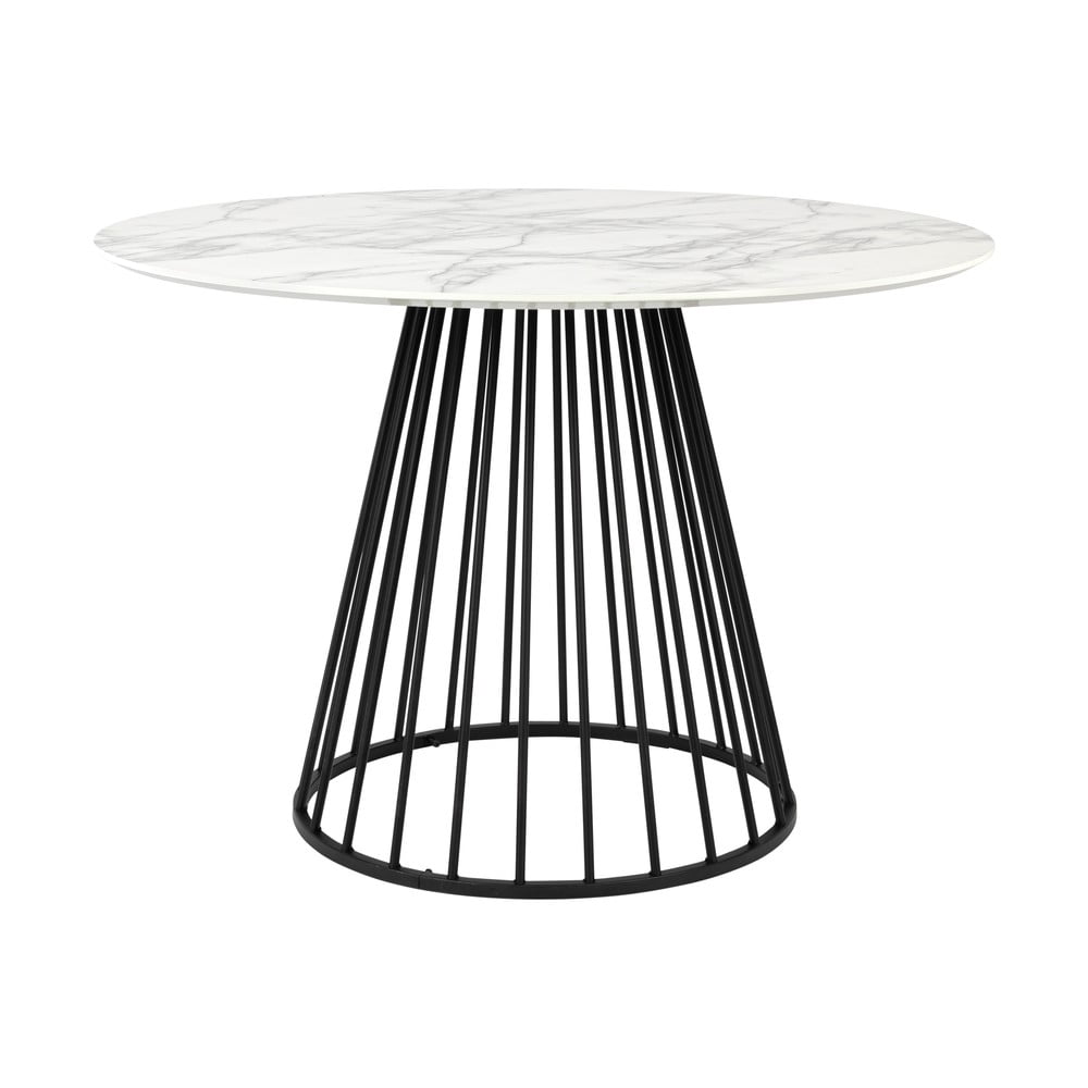 Masă de dining rotundă cu blat cu aspect de marmură ø 110 cm Floris – White Label