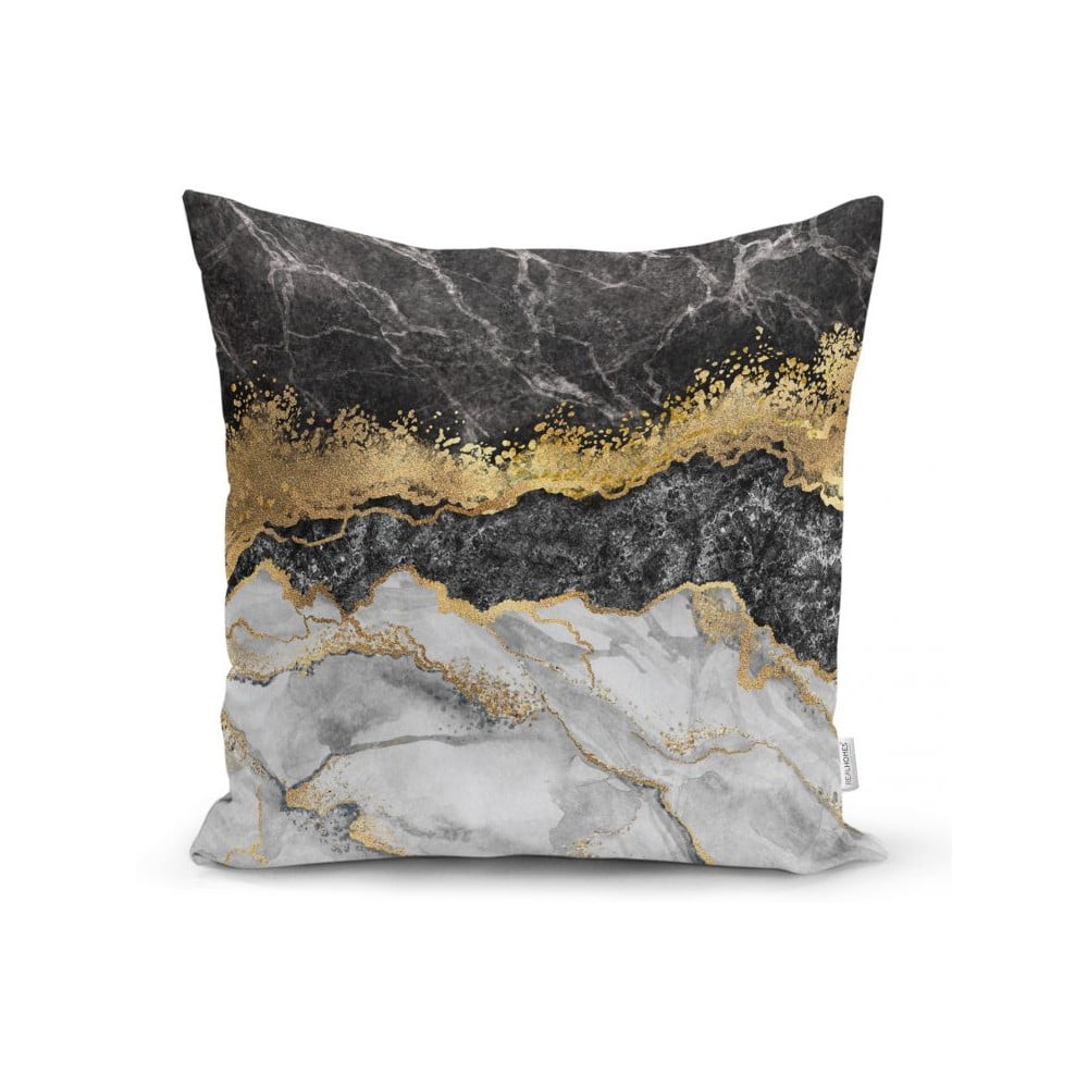 Față de pernă Minimalist Cushion Covers BW Marble With Golden Lines, 45 x 45 cm