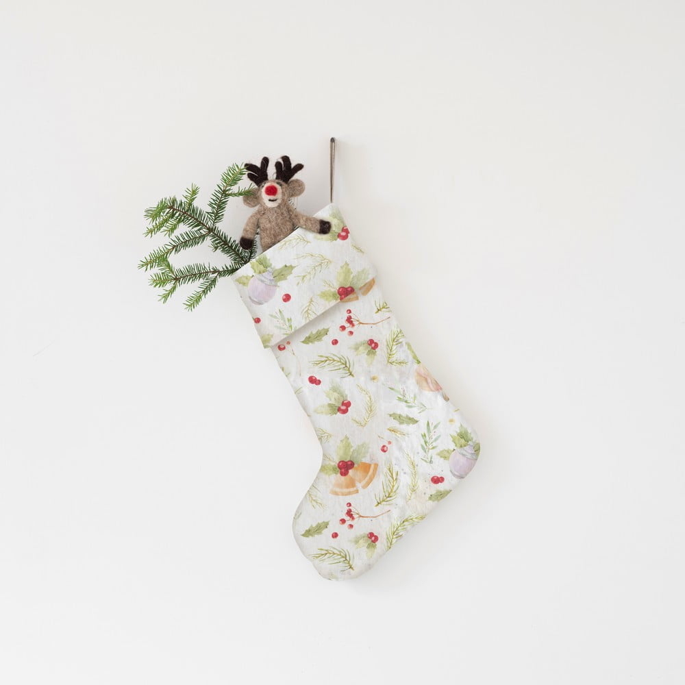 Decorațiune din in pentru Crăciun Linen Tales Merry Stocking