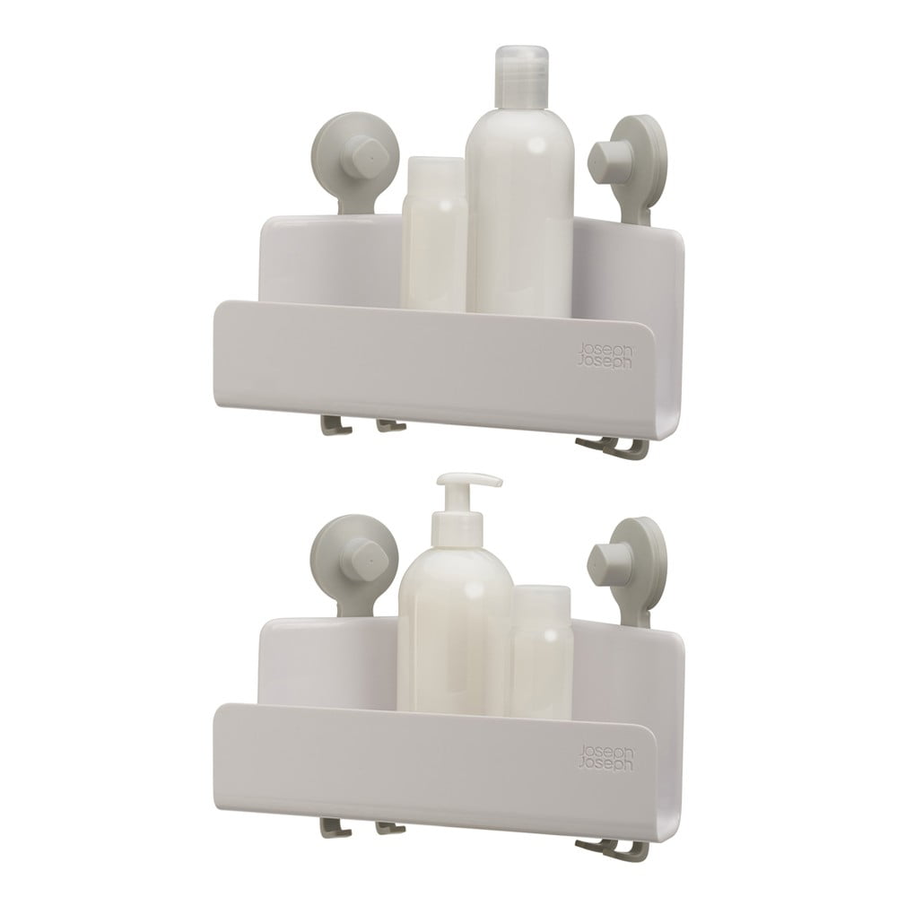 Set 2 rafturi pentru baie albe de colț autoadezive din plastic EasyStore – Joseph Joseph Accesorii imagine noua
