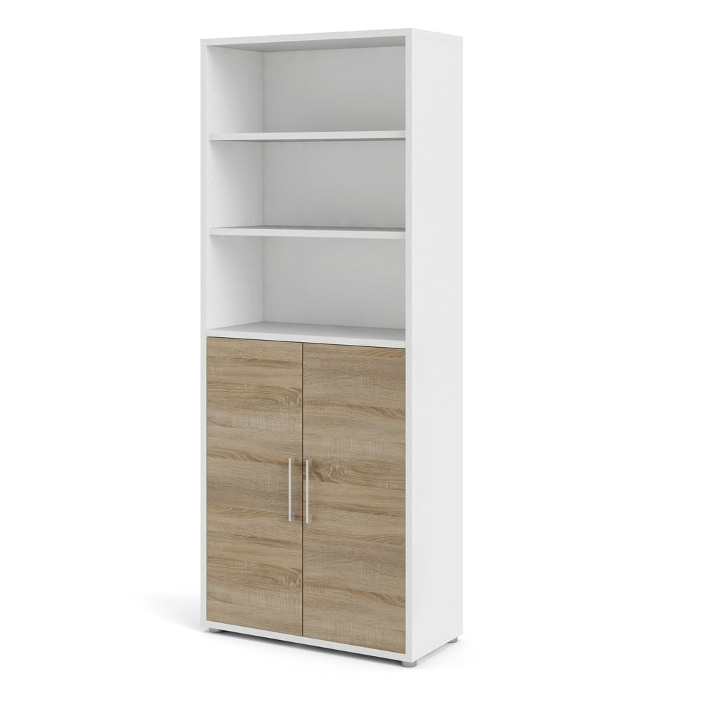 Bibliotecă modulară albă/cu aspect de lemn de stejar 89x222 cm Prima – Tvilum