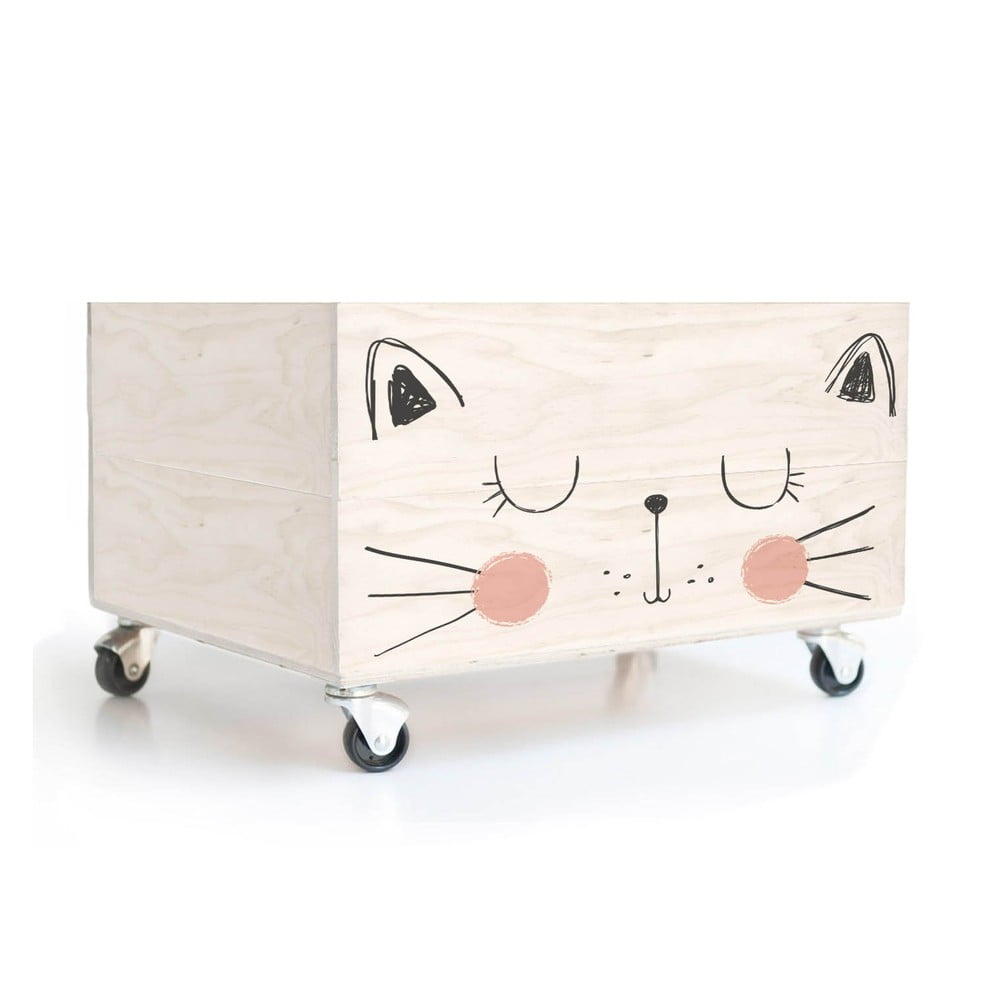 Cutie din lemn cu roți pentru jucării Little Nice Things Cat bonami.ro imagine 2022