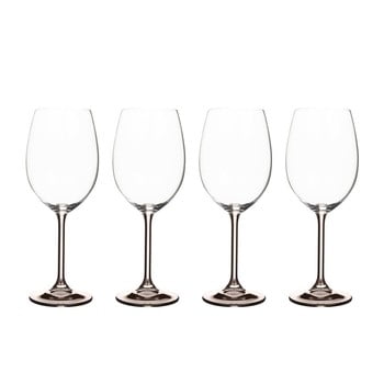 Set 4 pahare pentru vin din sticlă cristalină Bitz Fluidum, 450 ml, gri