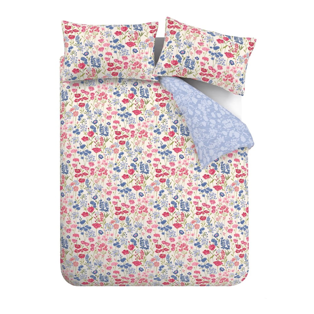 Lenjerie de pat albastră-roz din bumbac pentru pat dublu 200x200 cm Olivia – Bianca