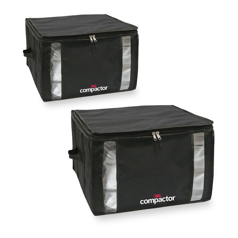 Set 2 cutii de depozitare cu vid Compactor Black Edition Medium, 40 x 25 cm, negru bonami.ro