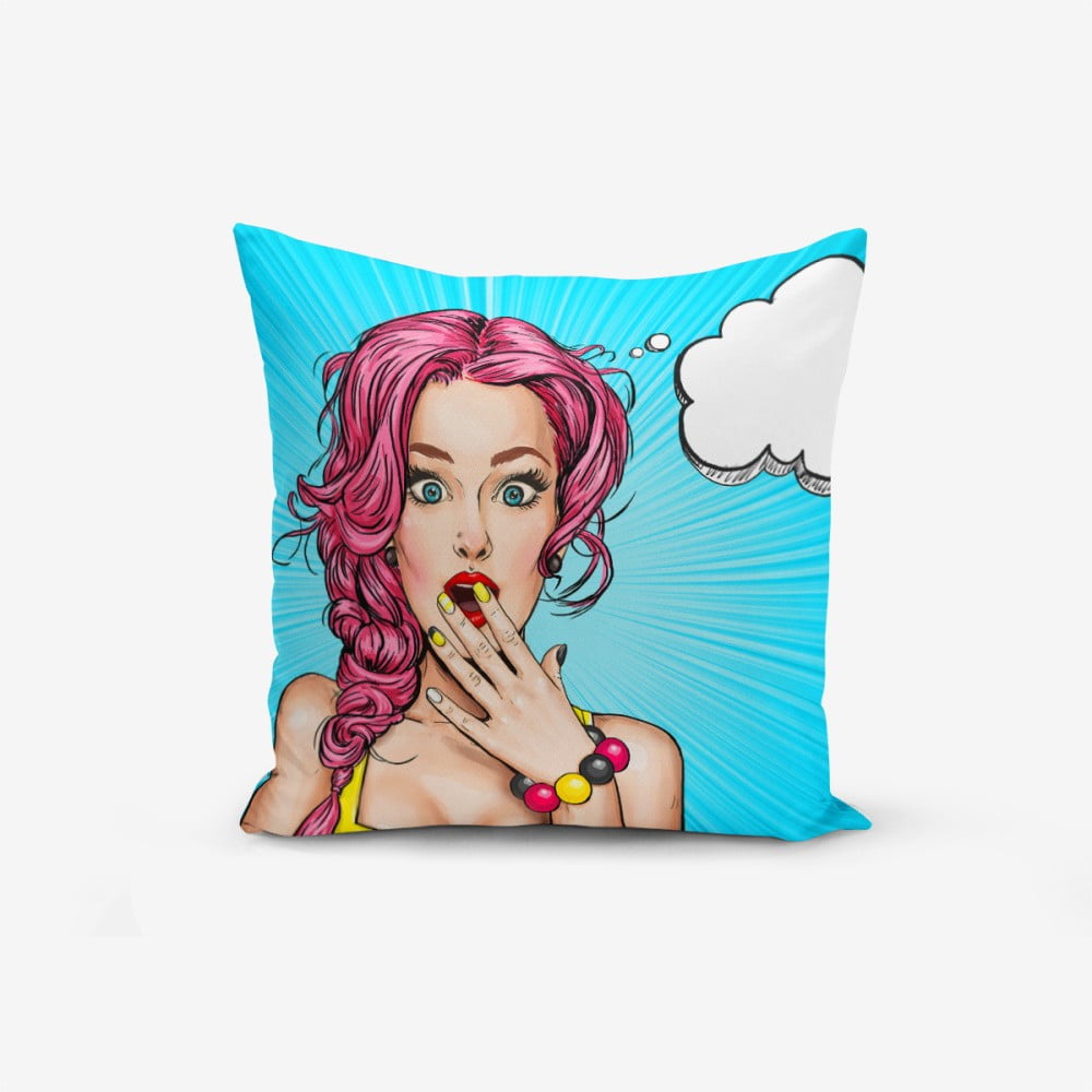 Față de pernă cu amestec din bumbac Minimalist Cushion Covers Pop Art Saskin Kadin, 45 x 45 cm