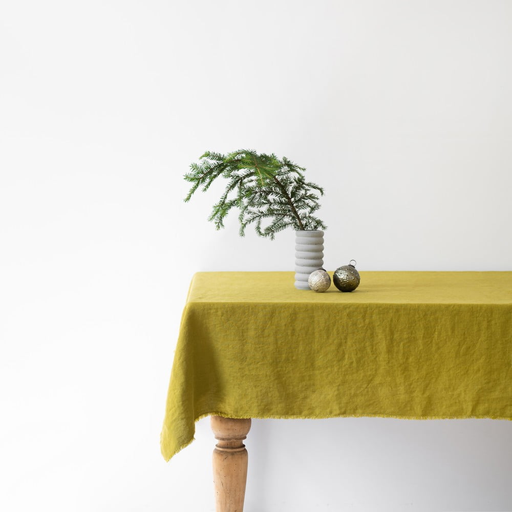 Față de masă din in Linen Tales Classic, 140 x 140 cm, verde bonami.ro imagine 2022