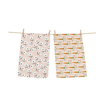 Set 2 prosoape din bumbac pentru bucătărie butter kings singing bird, 50 x 70 cm