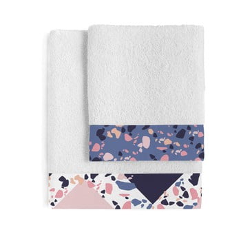 Set 2 prosoape din bumbac blanc terrazzo