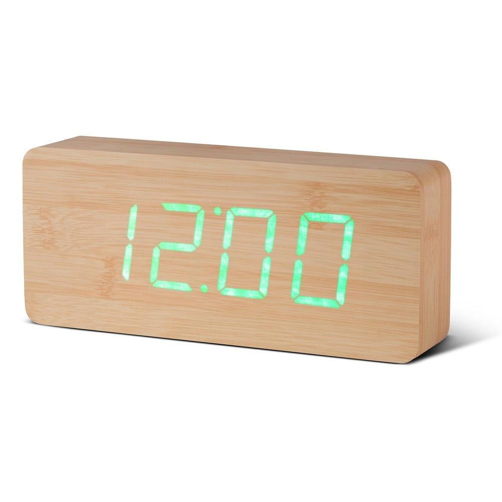 Ceas deșteptător cu LED Gingko Slab Click Clock, maro – verde bonami.ro