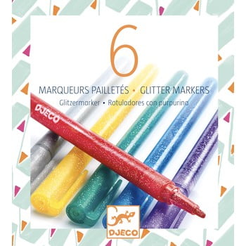 Set 6 markere cu sclipici djeco glitter