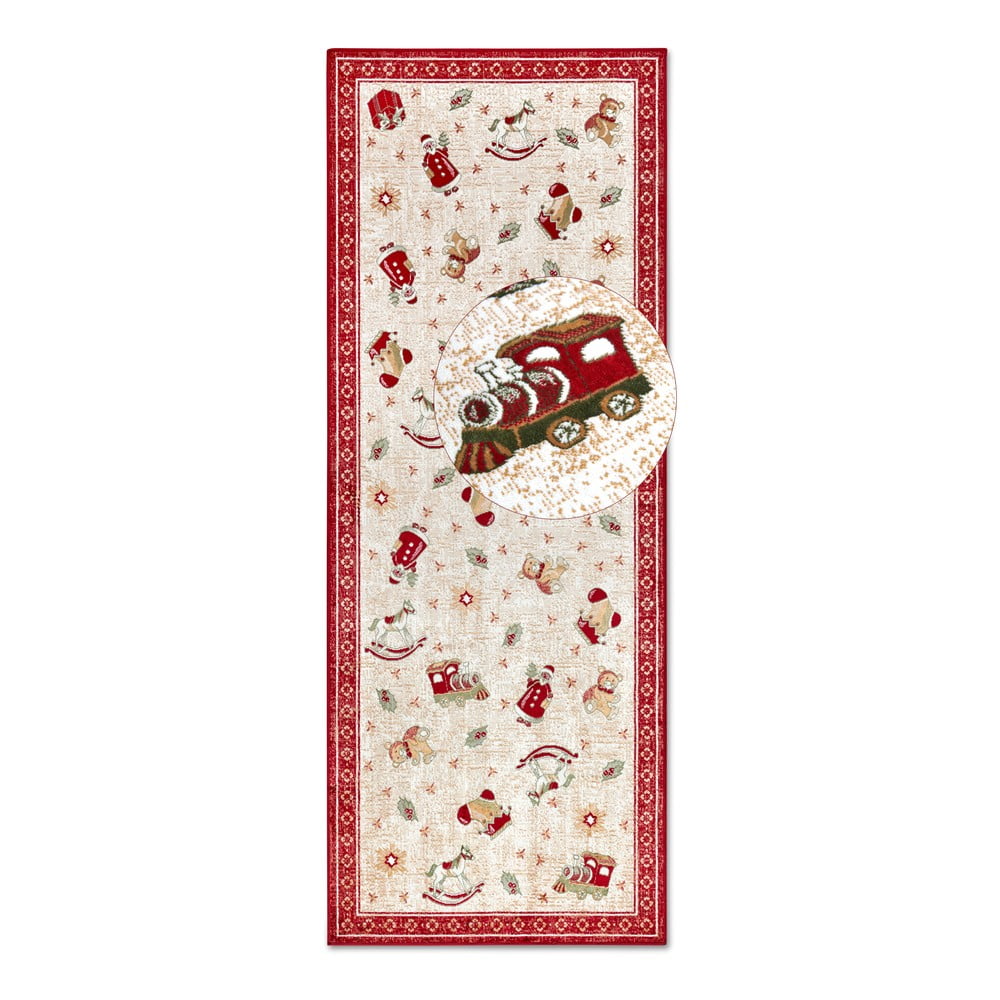 Covor tip traversă roșu din amestec de bumbac 80x200 cm cu model de Crăciun Toy\'s Delight Red Christmas – Villeroy&Boch