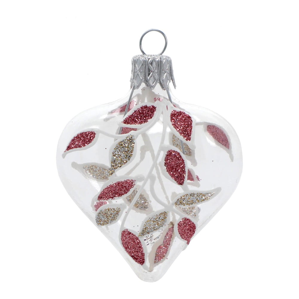 Set 4 decorațiuni de Crăciun din sticlă Ego Dekor Heart, roșu-auriu bonami.ro