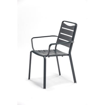 Set 4 scaune de grădină din aluminiu cu cotiere Ezeis Spring, gri imagine