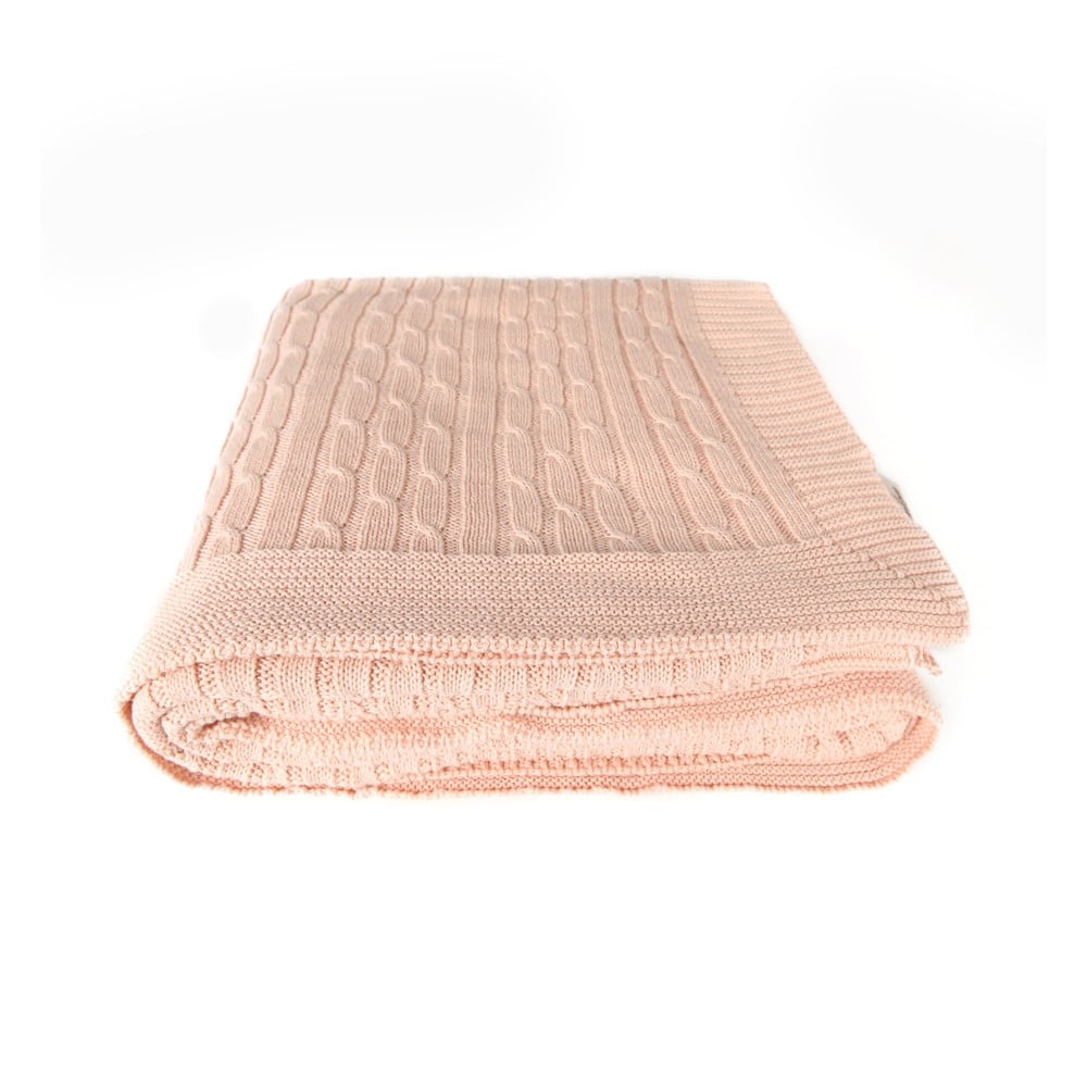 Pătură din bumbac Homemania Decor Colma, 130 x 170 cm, roz
