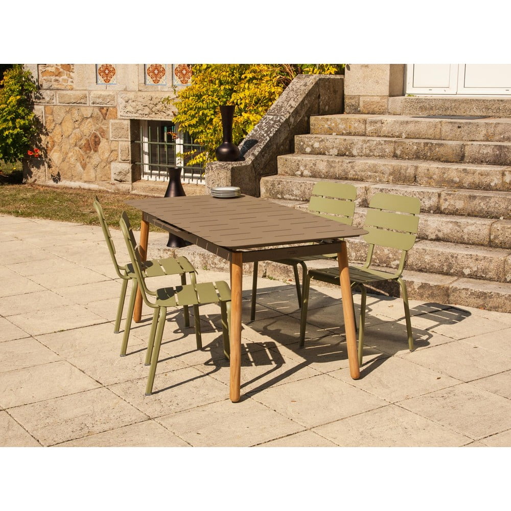 Poza Set de dining pentru gradina verde/maro din metal pentru 4 persoane Alicante - Ezeis