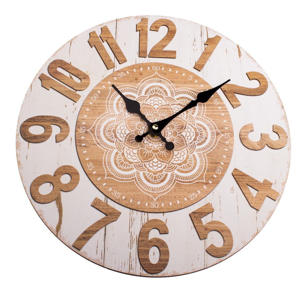 Poza Ceas de perete din lemn Dakls Mandala, Ã¸ 34 cm