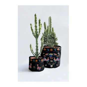 Set 2 ghivece Madre Selva Animals Otomi Negro