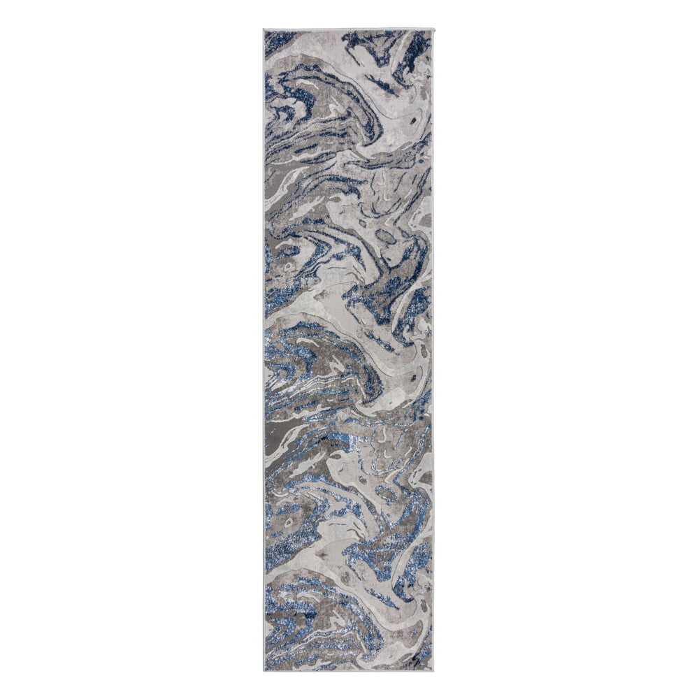 Poza Covor tip traversa Flair Rugs Marbled, 80 x 300 cm, albastru-gri