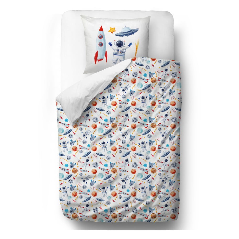 Lenjerii de pat din bumbac satinat pentru copii Mr. Little Fox Space, 100 x 130 cm bonami.ro
