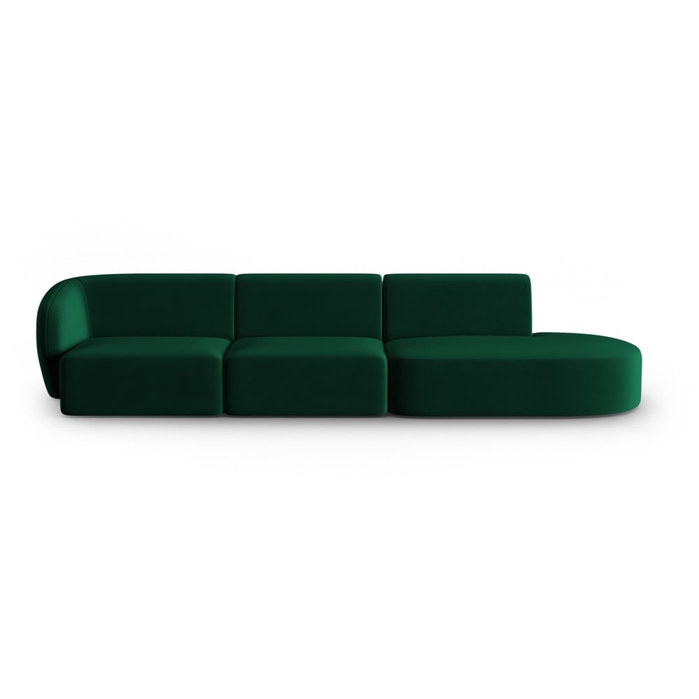 Canapea verde cu tapițerie din catifea cu colț pe partea stângă 311 cm Paolo – Milo Casa