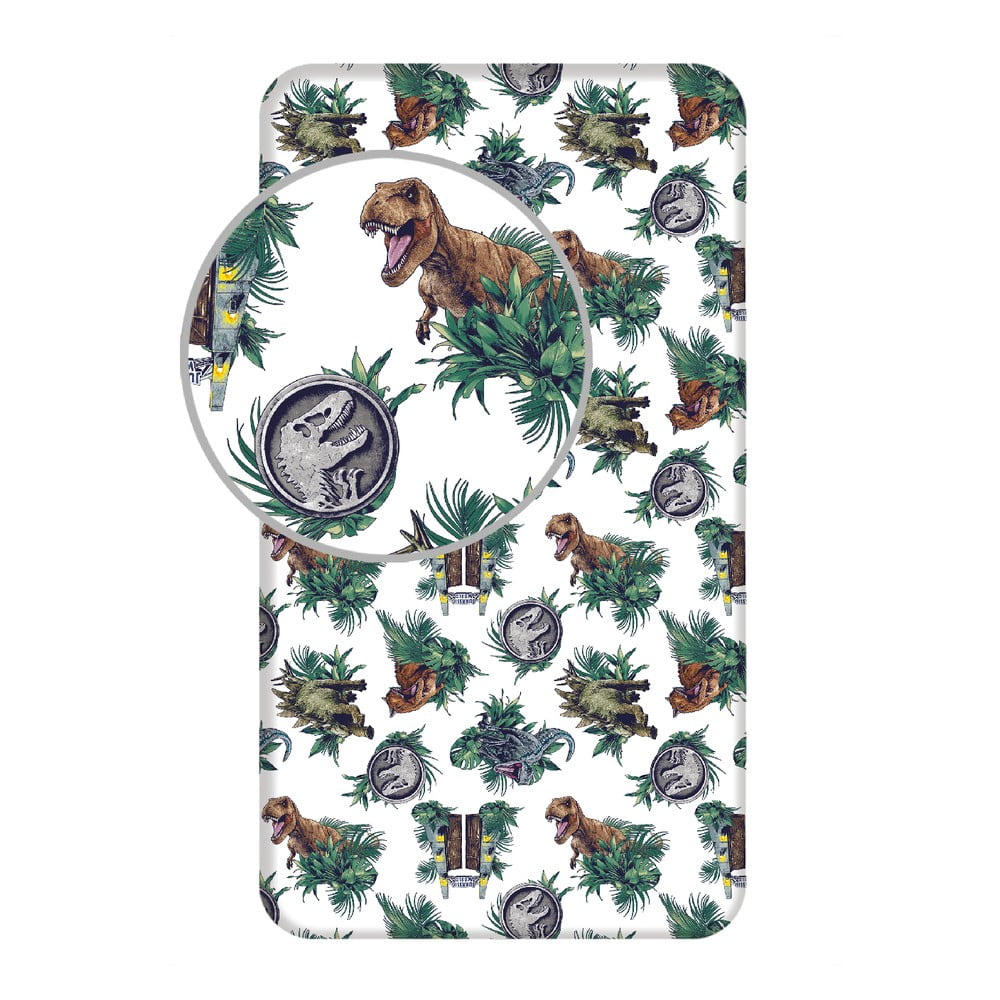 Cearceaf pentru copii din bumbac cu elastic 90x200 cm Jurassic World 