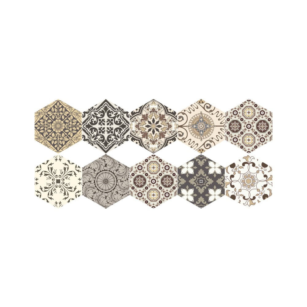 Set 10 autocolante de podea Ambiance Hexagons Luiza, 40 x 90 cm Ambiance