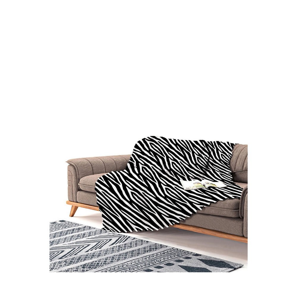 Cuvertură pentru canapea din chenilă Antonio Remondini Zebra, 180 x 180 cm, negru-alb Antonio Remondini