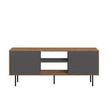 Masă tv cu uși gri temahome attitude, decor lemn de nuc