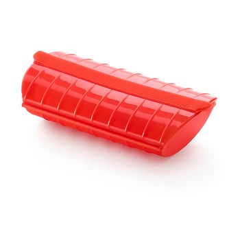 Recipient din silicon cu tavă gătire la aburi pentru 1 - 2 porții lékué steam case, roșu