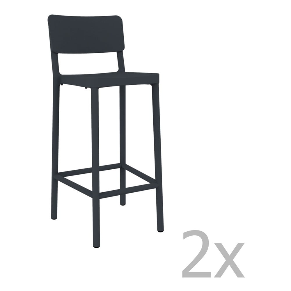 Set 2 scaune bar adecvate pentru exterior Resol Lisboa, înălțime 102,2 cm, gri închis