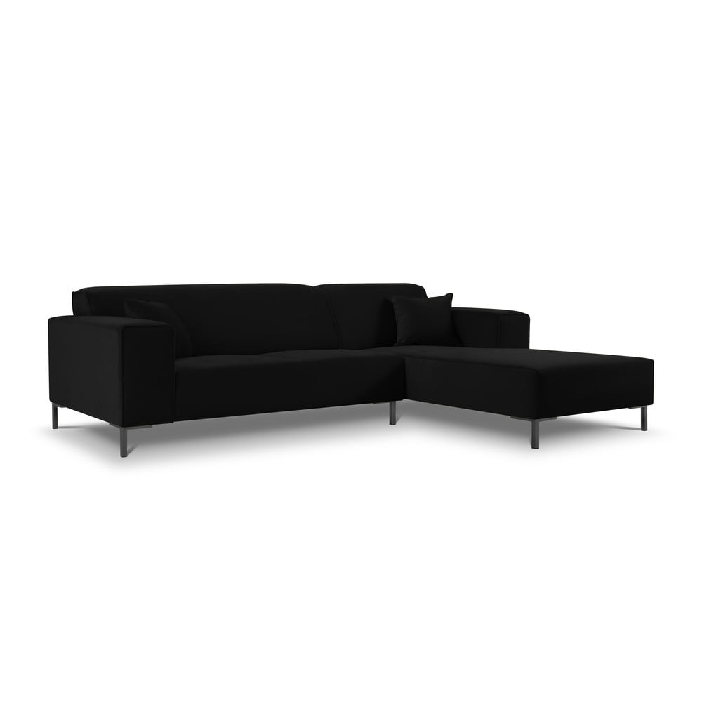 Colțar din catifea cu extensie pe partea dreaptă cosmopolitan design siena, negru