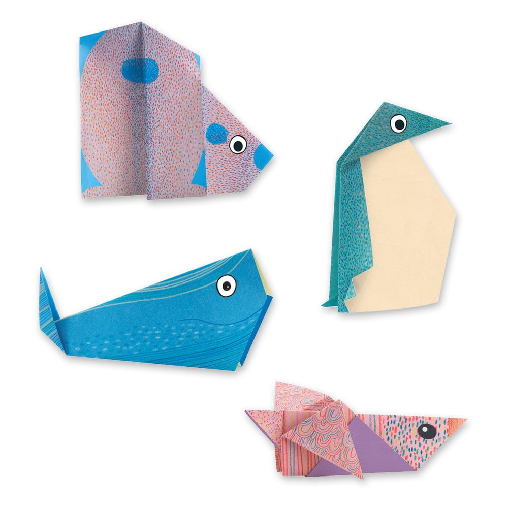  Set 16 hârtii origami cu instrucțiuni Djeco Polar 
