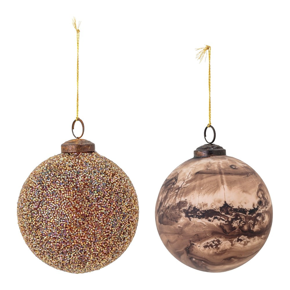 Set de 2 ornamente de Crăciun suspendate din sticlă Bloomingville Loha Bloomingville pret redus