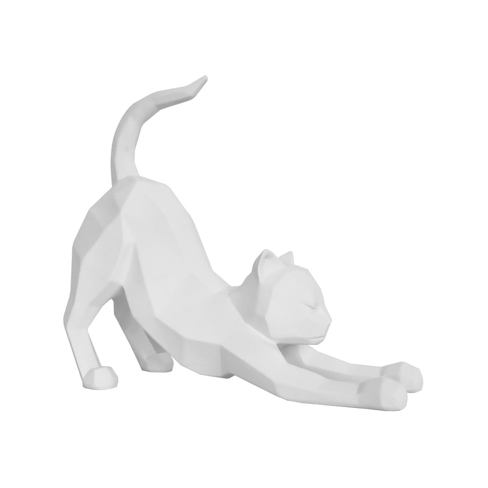 Statuetă PT LIVING Origami Stretching Cat, înălțime 30,5 cm, alb mat bonami.ro