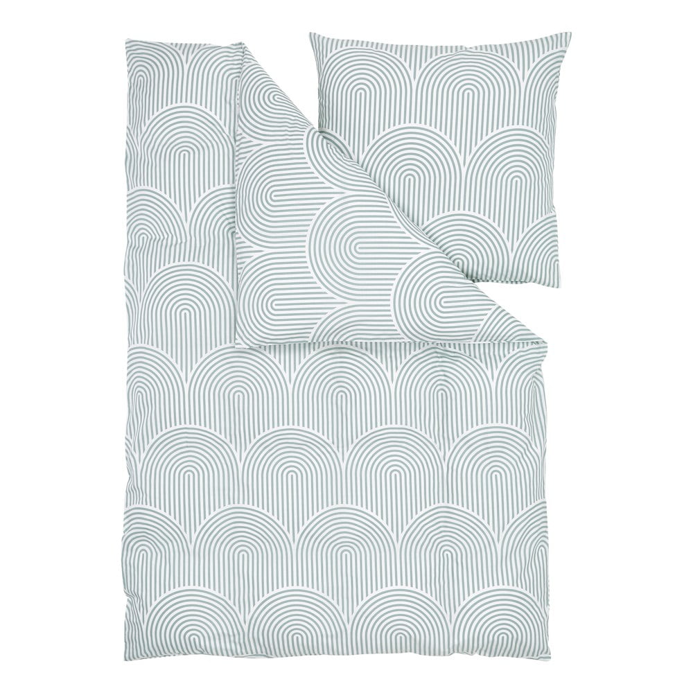 Lenjerie de pat din bumbac ranforsat westwing collection, 155 x 220 cm, albastru-alb