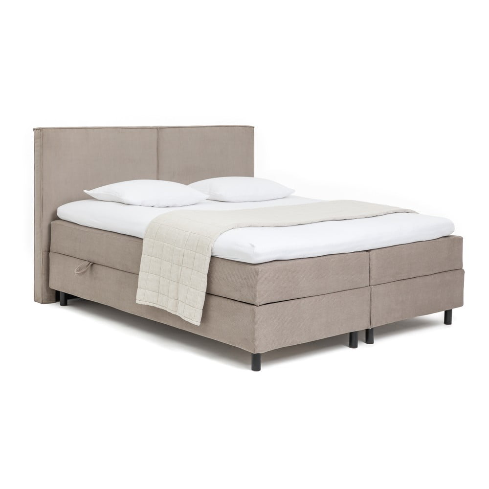Pat boxspring taupe cu spațiu de depozitare 160x200 cm Elva Bold – Bonami Selection