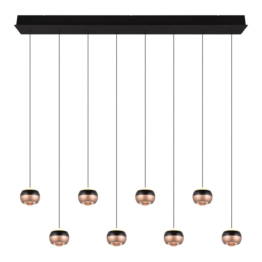 Lustră negru-arămiu LED cu abajur din metal Orbit – Trio Select