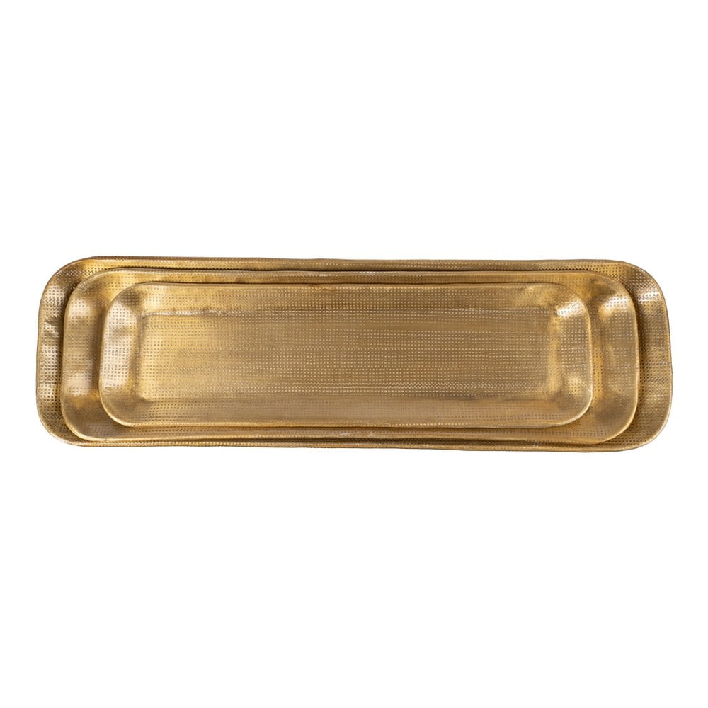 Tăvi decorative 3 buc. din metal 14x48 cm Grau – Ixia
