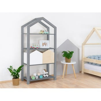 Bibliotecă gri tip căsuță din lemn benlemi tally, 78 x 153 cm