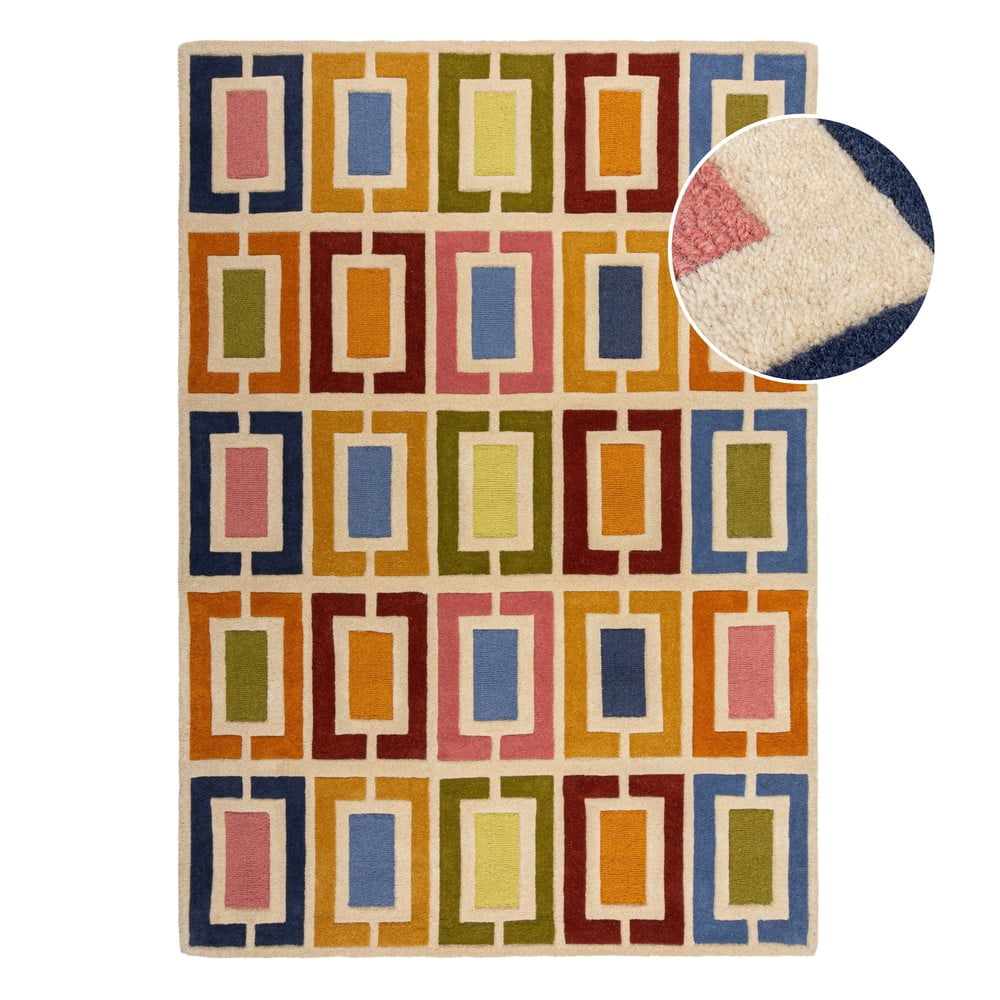 Covor țesut manual din lână 200x290 cm Retro Blocks – Flair Rugs